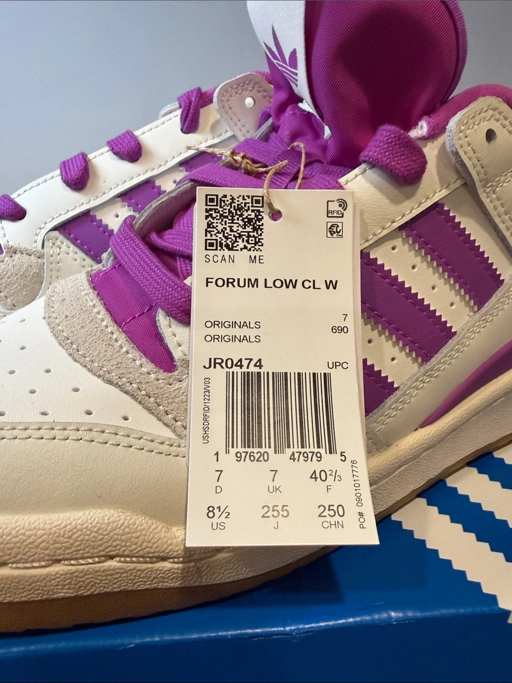 Adidas Originals Forum Low CL W Sneakers Cloud White Purple JR0474 NWT